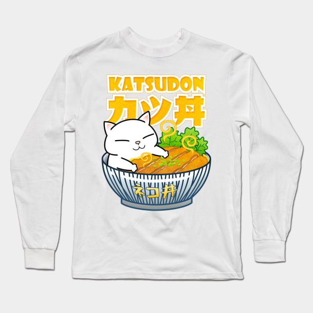 Chubby Cat Katsudon Long Sleeve T-Shirt by Takeda_Art